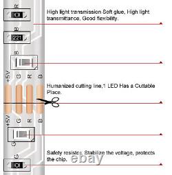 0.5m- 5m 2835 LED Strip Lights IP20 Waterproof TV Light RGB Colour Changing Tape