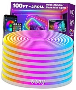 100Ft Led Neon Rope Lights, Control with 100FT Neon Rope Lights