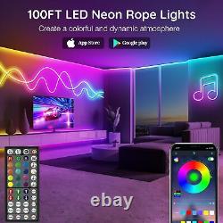 100Ft Neon Rope Lights, Flexible Led Rope Lights Control with App/Remote, Multi