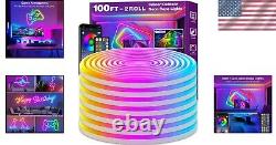 100Ft RGB Neon Rope Lights with App/Remote Control Music Sync LED Decoration