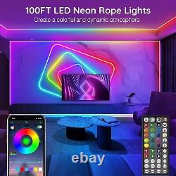 100Ft RGB Neon Rope Lights with App/Remote Control Music Sync LED Decoration