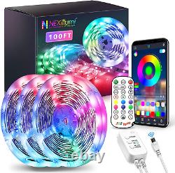 100Ft Waterproof LED Strip Lights with Remote, SMD 5050 RGB Color Changing Music
