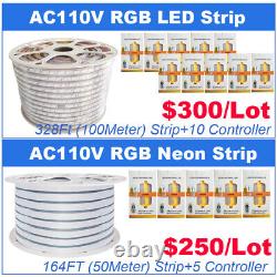 100M SMD 5050 RGB LED Strip Lights Waterproof IP65 Kitchen Rope Lamp AC 110V