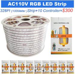 100M SMD 5050 RGB LED Strip Lights Waterproof IP65 Kitchen Rope Lamp AC 110V