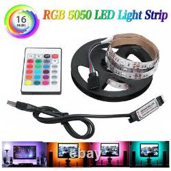 100X 5050 RGB LED Light Strip TV Room Background Lamp Decor USB Remote Control2M
