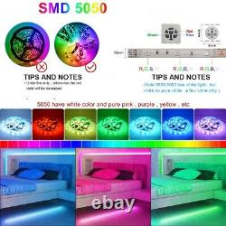 100ft 50ft Rooms Bar LED Strip Lights 5050 with Remote Color Changing Power Kits