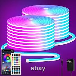 100ft RGB LED neon Rope Lights LED neon Lights with Remote/APP Control 24V IP65