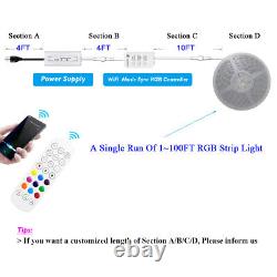 1100FT 12V WiFi Music Sync RGB LED Strip Light Kit works with Apple HomeKit