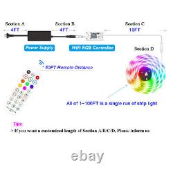 1100FT/Roll RF WiFi Music Sync RGB 5050 LED Strip Light Waterproof 12V PSU