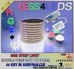 110V 120V LED Strip Light 32ft RGB+W Flexible Outdoor Holiday 5050