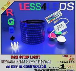 110V 120V LED Strip Light 49.2ft, 15M RGB+W Flexible Outdoor Holiday 5050