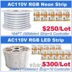 110V LED Neon RGB Strip Lights Waterproof Flexible Lamp Tape Cabinet Kitchen