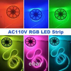 110V LED Neon RGB Strip Lights Waterproof Flexible Lamp Tape Cabinet Kitchen