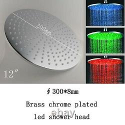 12 Round Temperature Sensor Changing Color LED Showerhead, Polished Chrome