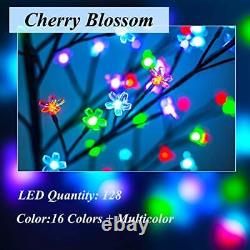 128 LED Cherry Blossom Lighted Tree Color Changing, Artificial Flower Bonsai