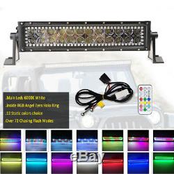 13.5 Off road LED Light Bar Combo RGB Halo Multi Color Changing Chasing 12/14