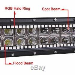 13.5 inch Off-road LED Light Bar Spot Flood with Bluetooth RGB Halo Chasing 12/14
