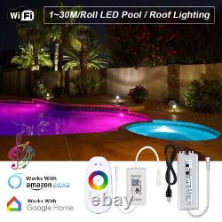 130M 60LEDs/M IP68 Underwater Waterproof 24V RGB LED Light WiFi Swimming Pool