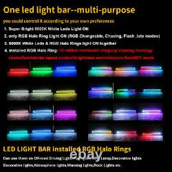 14 inch Led Light Bar Combo with RGB Halo Multi Color Change Chasing Bluetooth 12