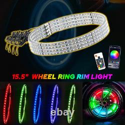 15.5'' RGB Color Changing LED Wheel Lights For Car Truck Bluetooth APP + Remote