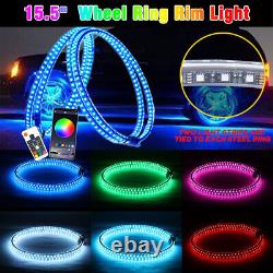 15.5'' RGB Color Changing LED Wheel Lights For Car Truck Bluetooth APP + Remote