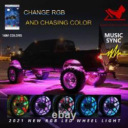 15.54 LED Wheel Ring Lights IP68 Change RGB+Chasing Color Bluetooth APP control