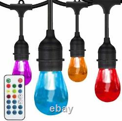 15 Pack 48Ft Waterproof 6 Modes 8 Colors LED String Light Remote 15+3 E26 Bulbs