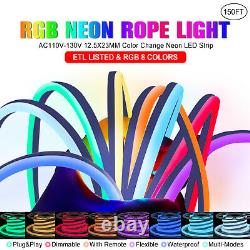150ft 110V 120V Led RGB Neon Rope Light 12.5x23mm Multi-Color Change + RF Remote