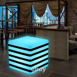 16 Color Changing LED Light Up Furniture Chair Cube with Striped Night Light