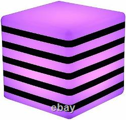 16 Color Changing LED Light Up Furniture Chair Cube with Striped Night Light