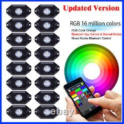 16 Pods LED Rock Lights RGB Multi-Color Change Music Flashing Bluetooth Control