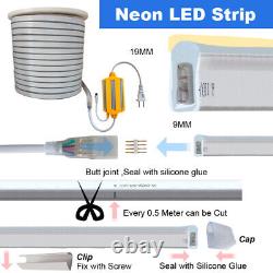 164ft 50M LED Neon Rope Light Strip 110V Waterproof Flexible Commercial Decor