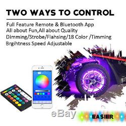 17 RGB Color Change illuminated LED Wheel Rings x4pcs Rim Lights KIT Music Mode