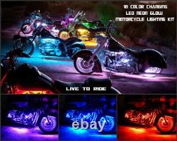 18 Color Change Led Wireless Remote Indian Motorcycle 12pc Led Neon Light Kit