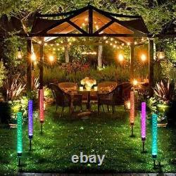 2 PCS Solar Powered Color Changing LED Stake Light Garden Path Yard Decor Lamp