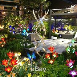 2 Pack Color-Changing Solar Lamp Outdoor Flowers Fairy Lights Patio Garden Decor