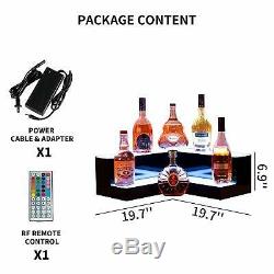 20'' Corner Liquor Bottle Display Shelf 2 Layer LED Lighted Color Changing With RC