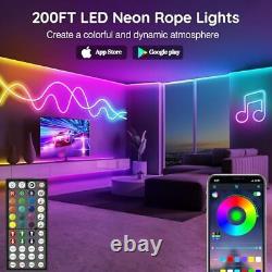 200Ft Neon Rope Lights, Flexible Led Rope Lights Control with 200FT