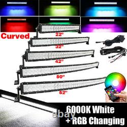 22/32/42/50/52INCH RGB Offroad LED Curved Light Bar Combo Driving & Free Wiring