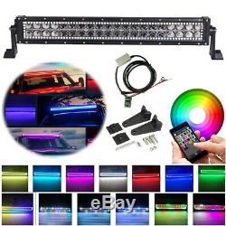 22 LED LIGHT BAR COMBO RGB Halo Color Changing Chasing Strobe Bluetooth Control