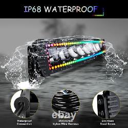 22inch 120W LED Work Light Bar Off road Driving Remote RGB Halo Color Changing