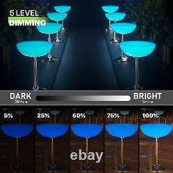 23.5 Adjustable Height LED Light Up Bar Stool Table 16 Color Changing