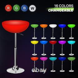 23.5 Adjustable Height LED Light Up Bar Stool Table 16 Color Changing