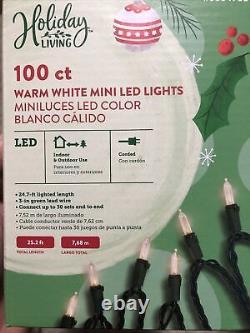 25 SETS! Holiday Living 25.2-ft 100 Count Warm White LED Mini Christmas Lights