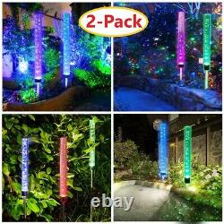 2PCS Solar Powered Garden Stake RBG Lights for Patio Backyard Pathway Decoration