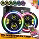2X 7Inch Round COLOR CHANGING LED Headlights Hi/Lo 97-18 For JEEP Wrangler JK TJ