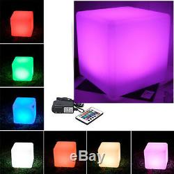 2x Illuminated LED Light Cube Cocktail Table Chair Color-Changing Lighting Stool