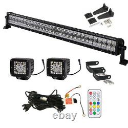 32 LED Light Bar + 2x 3 Cube Pods 6000K White with RGB Halo Color Change Remote