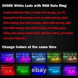 32 LED Light Bar + 2x 3 Cube Pods 6000K White with RGB Halo Color Change Remote