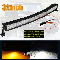 32INCH CURVED LED Light Bar Amber/White Dual Color Change Offroad SUV Truck ATV